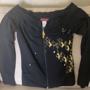 Baby Phat Black & Gold zip up Sweater